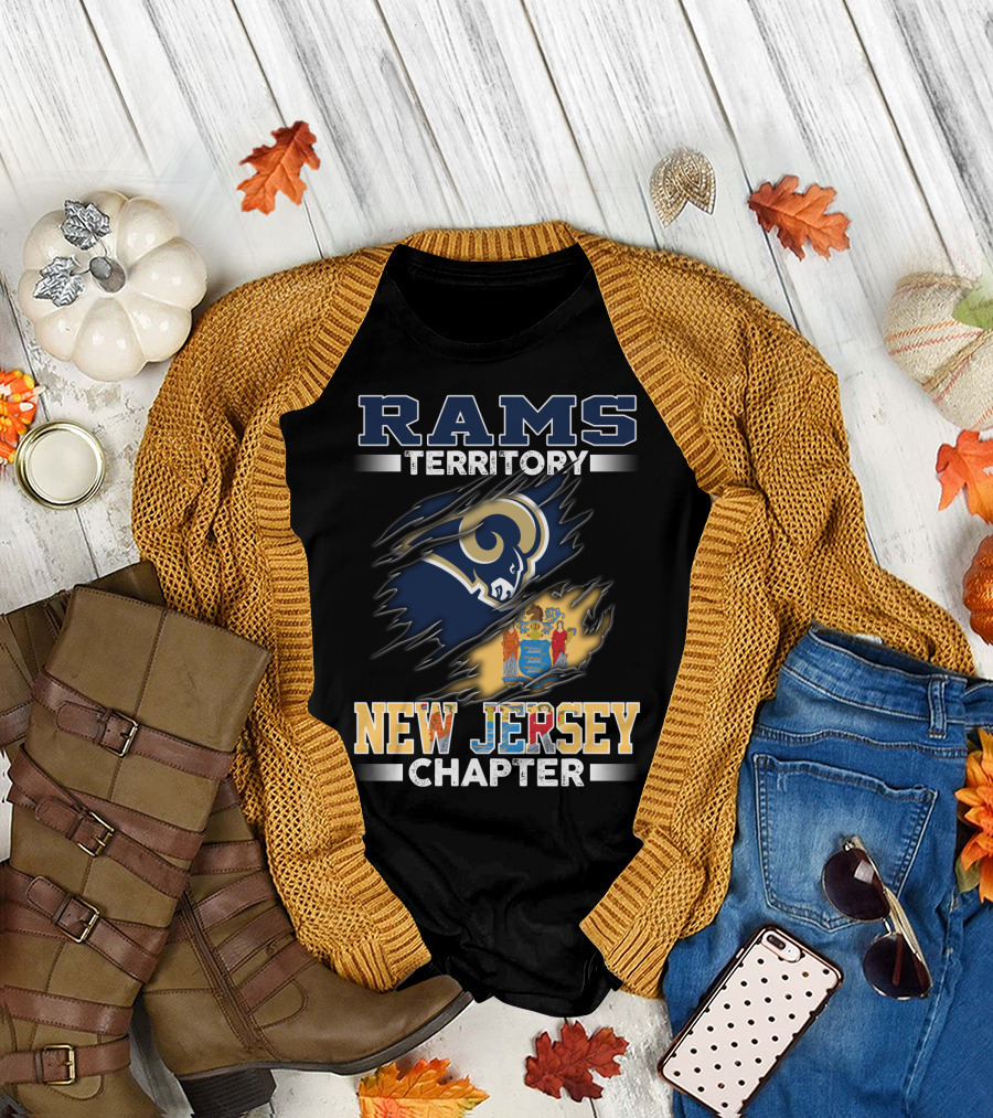 Rams Territory New Jersey Chapter Logo With State Flag T-Shirt