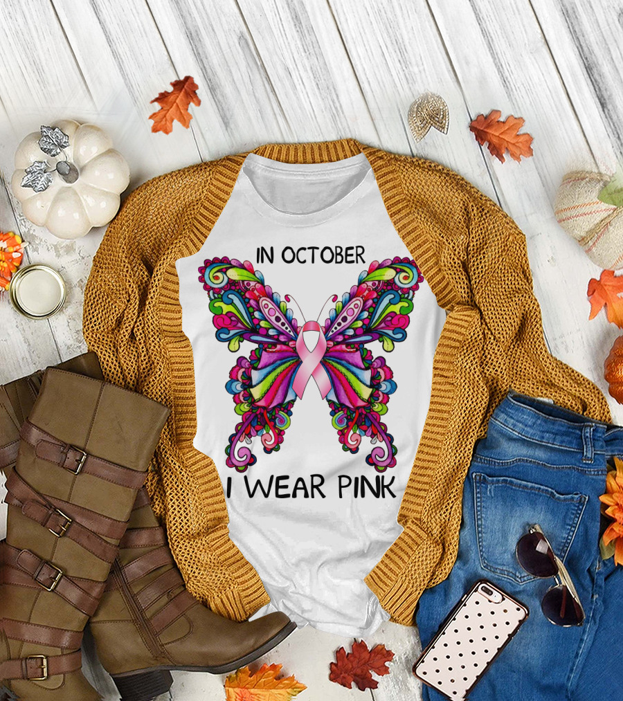 In October I Wear Pink Butterfly T-Shirt