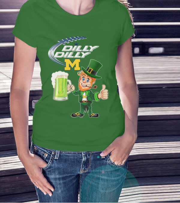 Dilly Dilly M Patrick Football Leprechaun With Green Beer T-Shirt