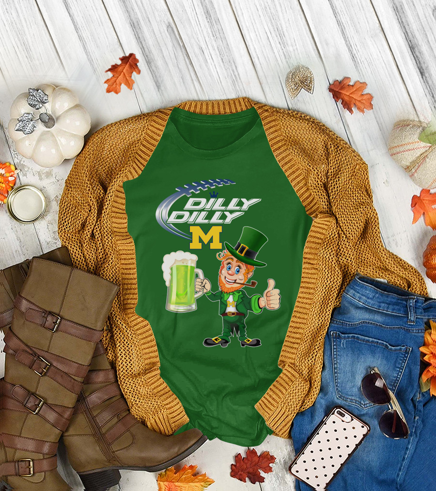 Dilly Dilly M Patrick Football Leprechaun with Green Beer T-Shirt