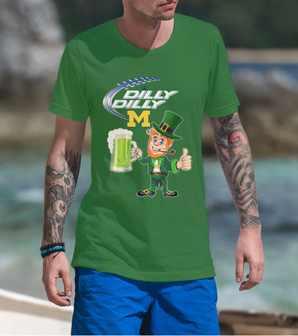 Dilly Dilly M Patrick Football Leprechaun With Green Beer T-Shirt