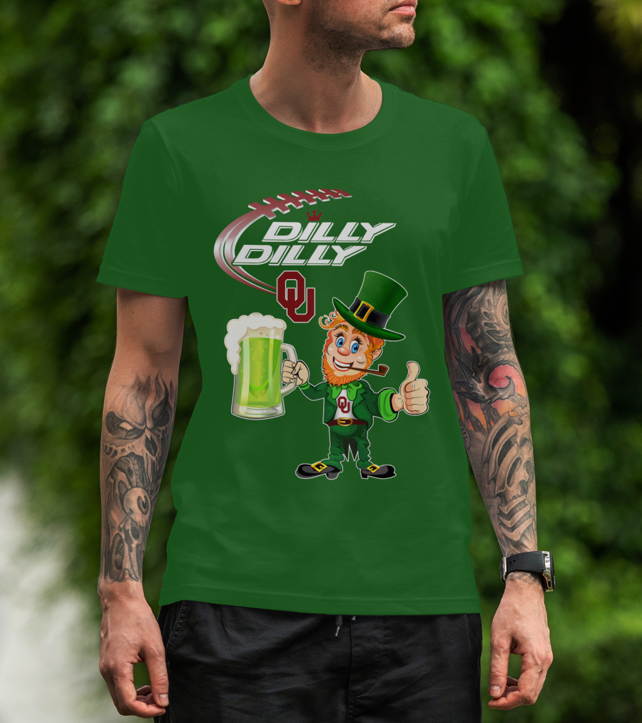 Dilly Dilly OU Football Green Beer Leprechaun T-Shirt