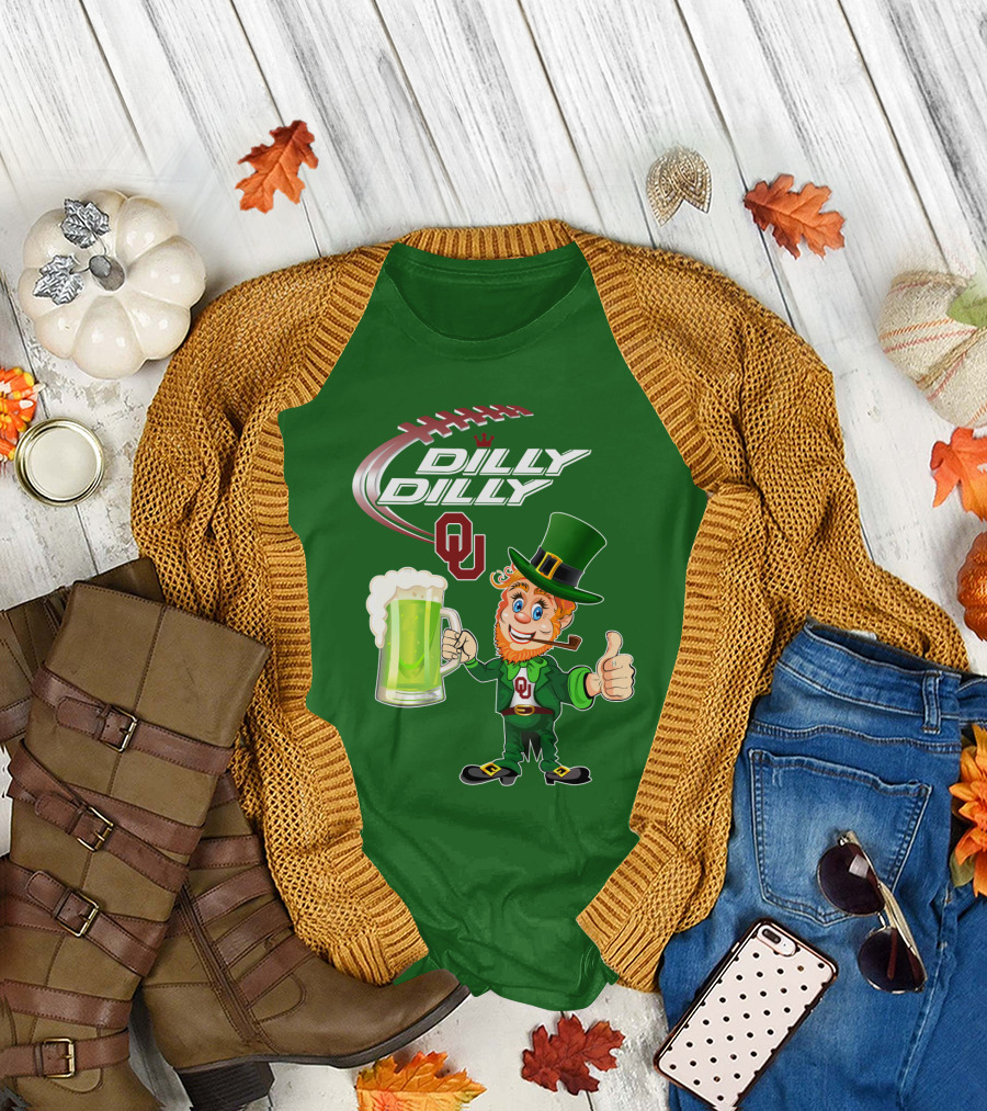 Dilly Dilly OU Football Green Beer Leprechaun T-Shirt