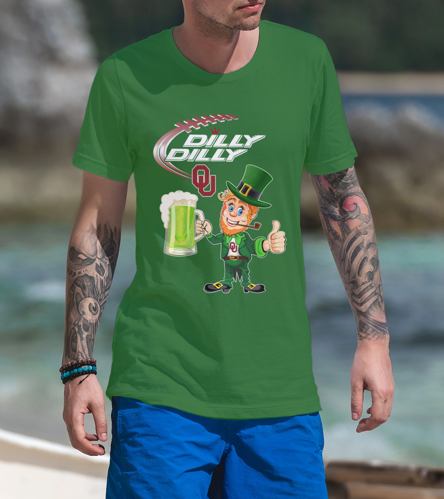 Dilly Dilly OU Football Green Beer Leprechaun T-Shirt