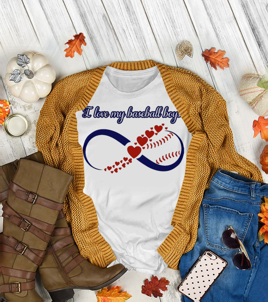 I Love My Baseball Boys Infinity Hearts T-Shirt