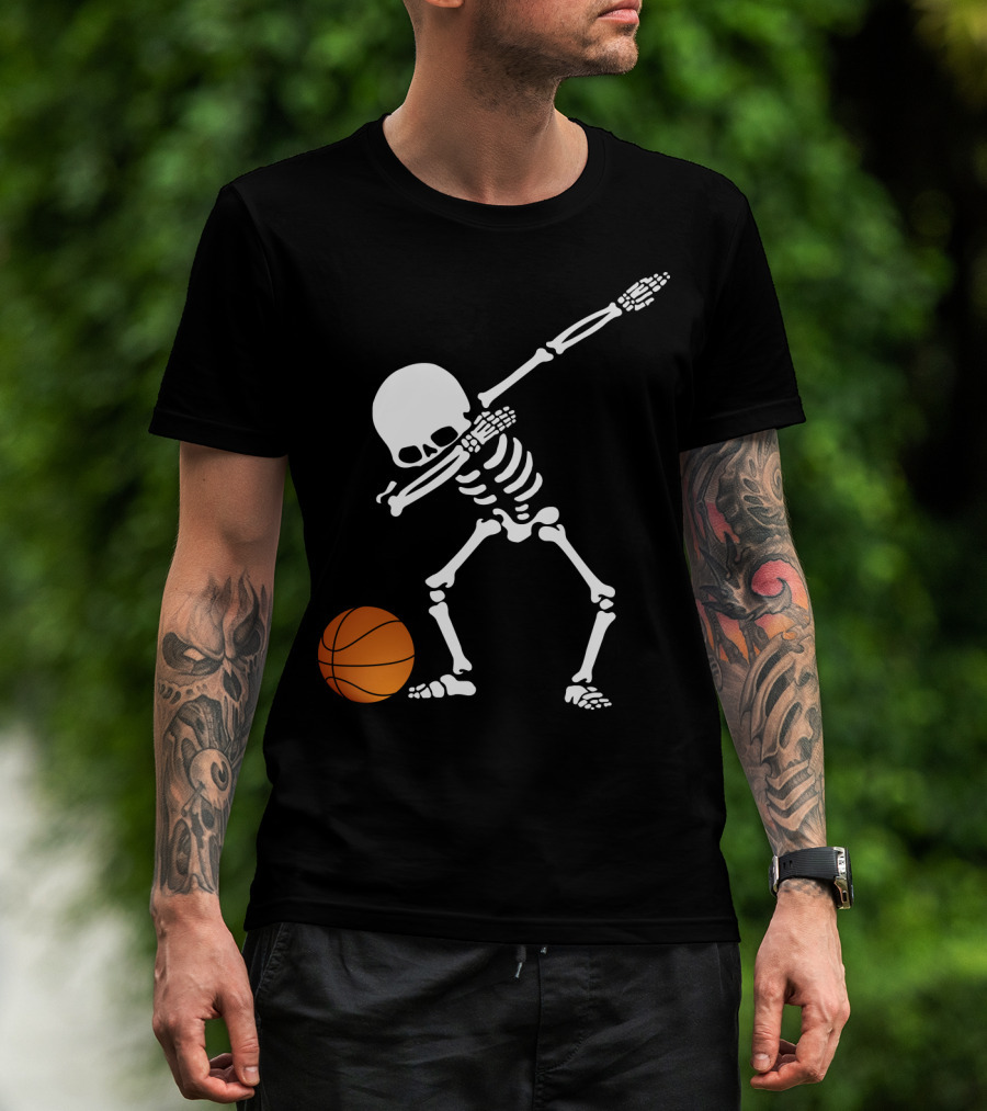 Basketball Skeleton Dabbing With Ball T-Shirt