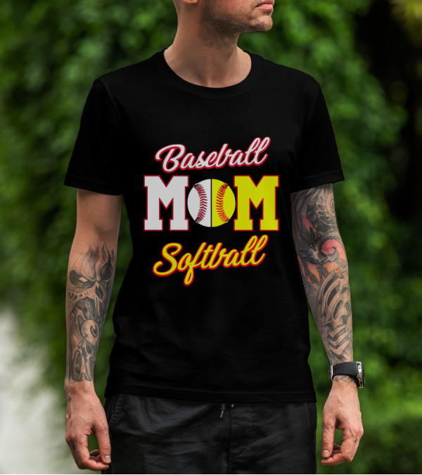 Baseball MOM Softball Split Ball T-Shirt