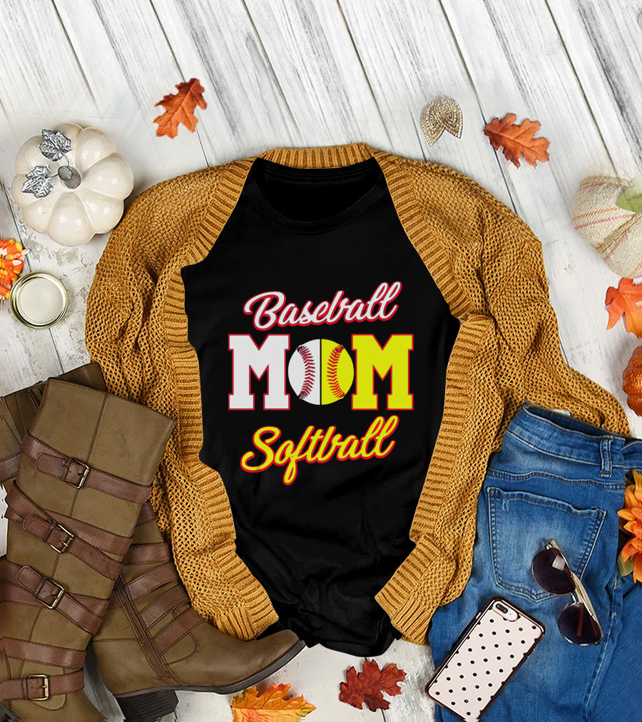 Baseball MOM Softball Split Ball T-Shirt