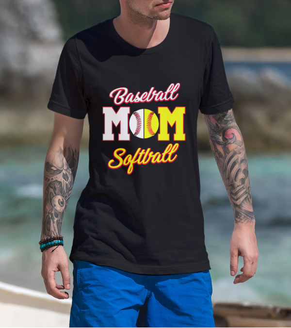 Baseball MOM Softball Split Ball T-Shirt