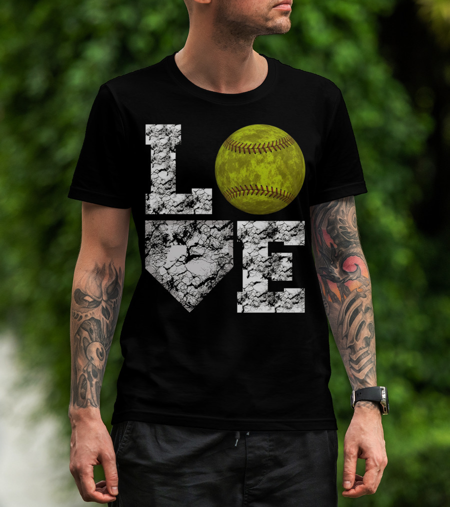 LOVE Softball Home Plate Grunge T-Shirt