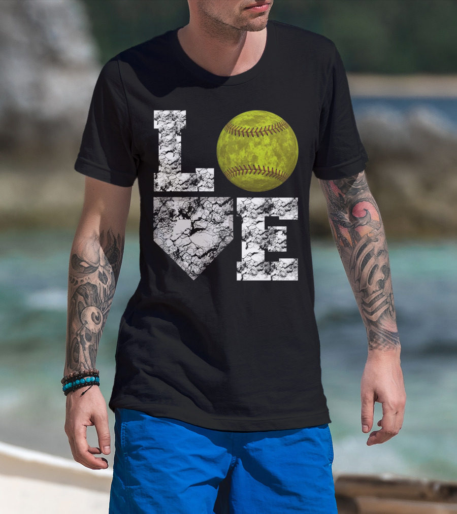 LOVE Softball Home Plate Grunge T-Shirt