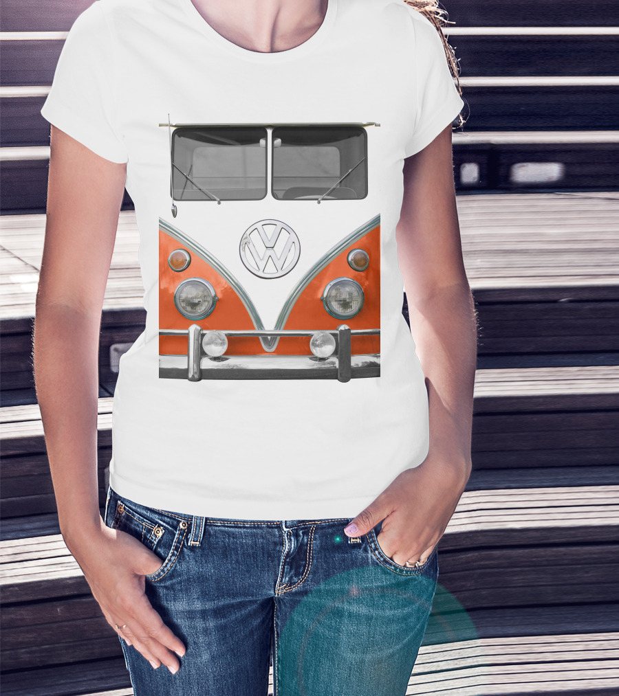 Volkswagen Orange Bus Front Vintage Look T-Shirt