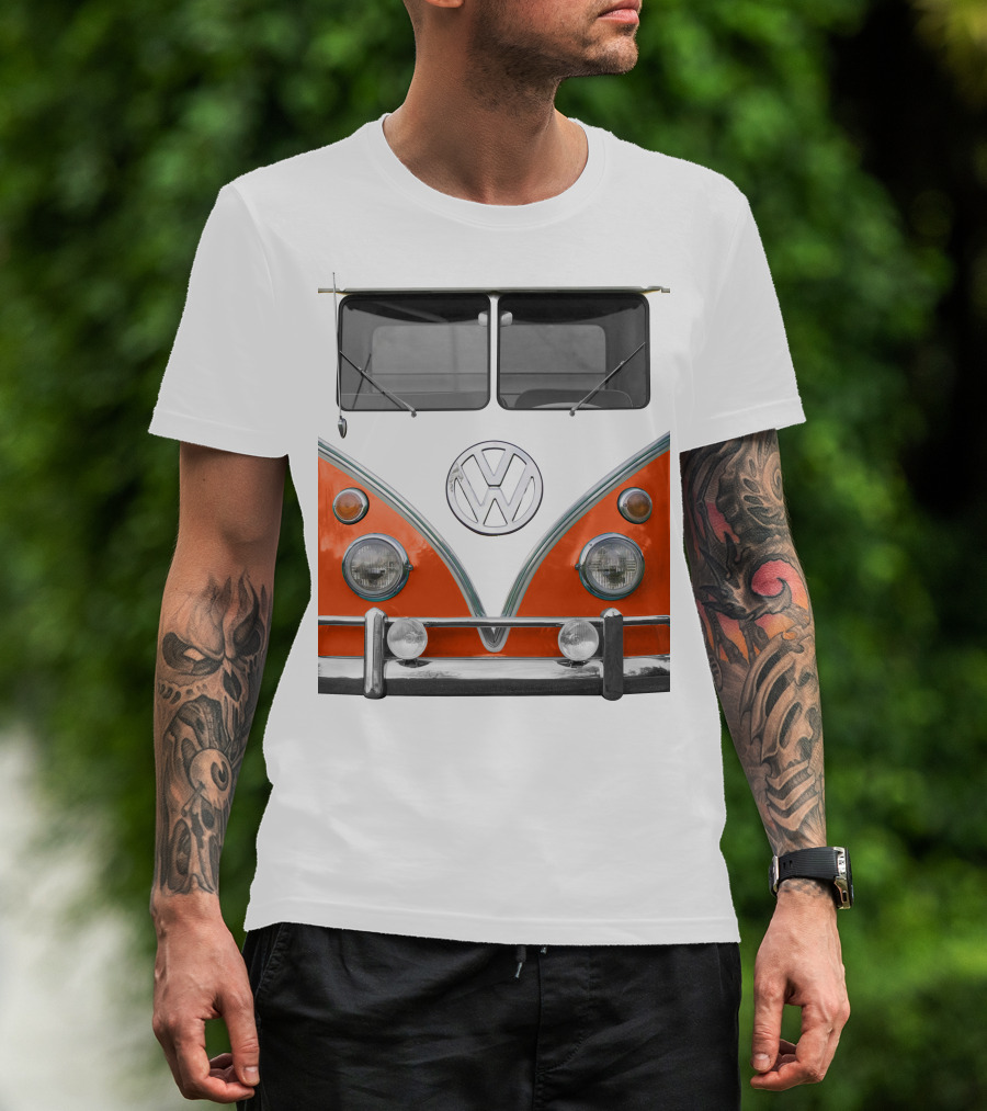 Volkswagen Orange Bus Front Vintage Look T-Shirt