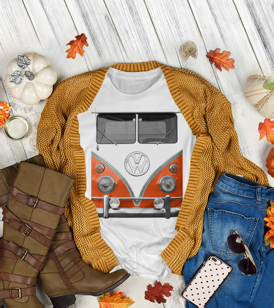 Volkswagen Orange Bus Front Vintage Look T-Shirt