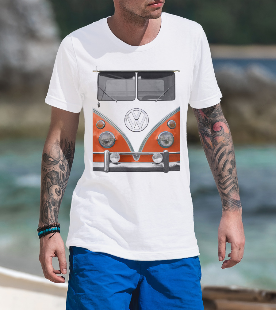 Volkswagen Orange Bus Front Vintage Look T-Shirt