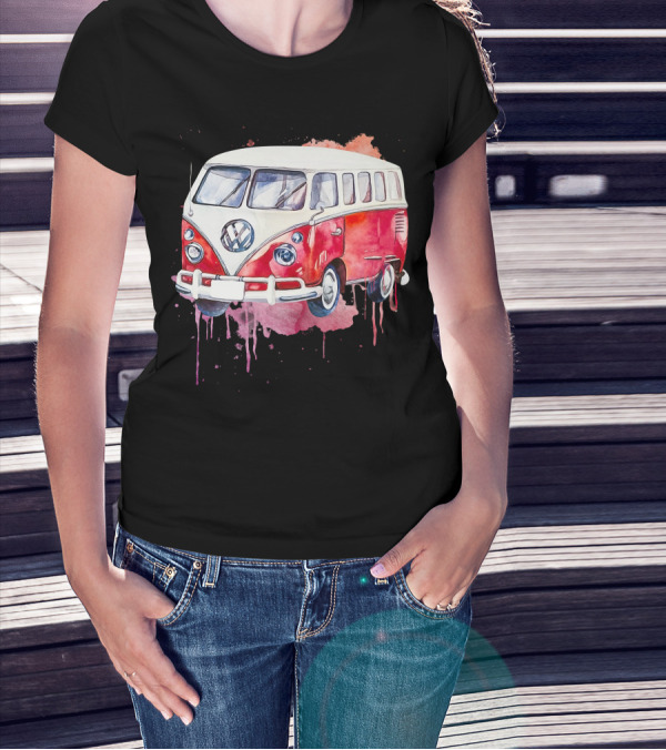 Volkswagen Camper Van Watercolor T-Shirt