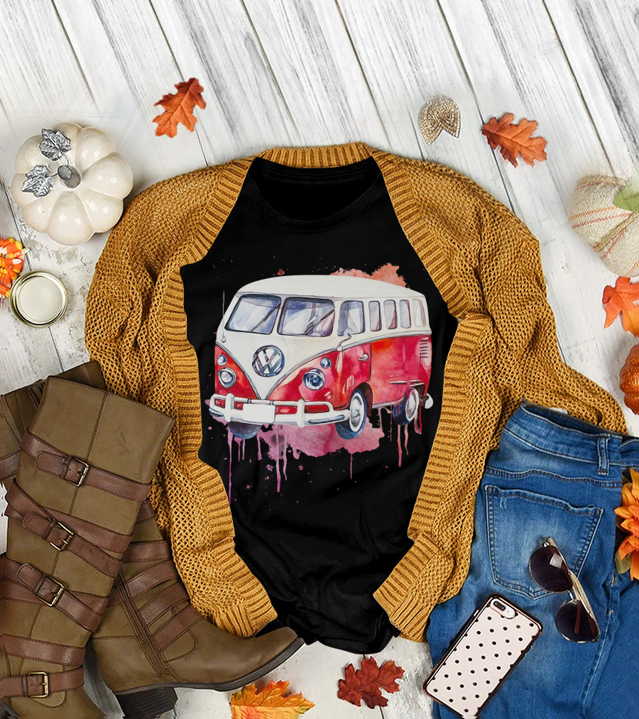 Volkswagen Camper Van Watercolor T-Shirt