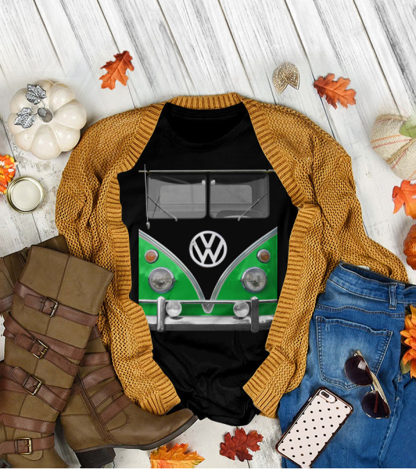 Volkswagen Bus Front Green Black T-Shirt
