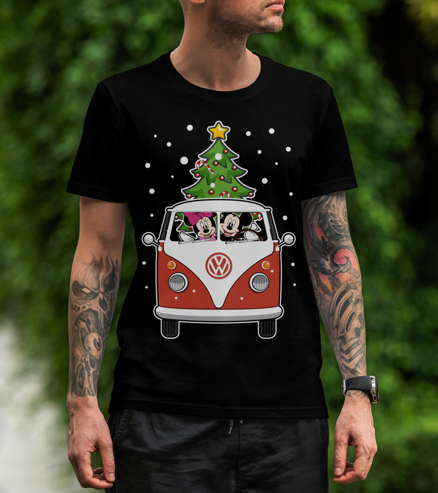 Volkswagen Christmas Van With Mickey And Minnie T-Shirt