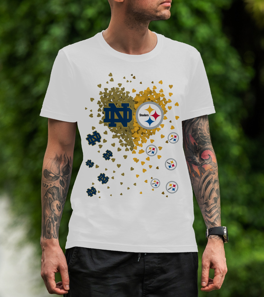 Notre Dame Steelers Heart Logo Explosion T-Shirt