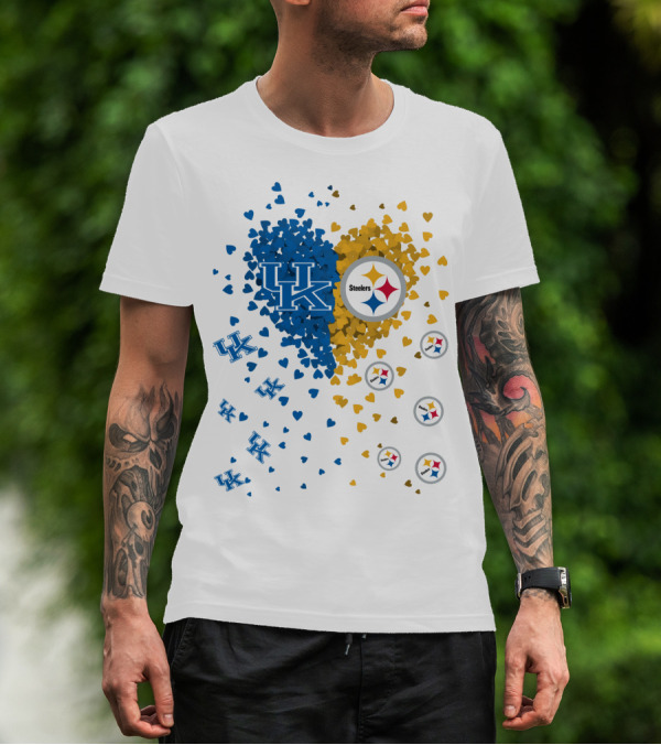 UK Wildcats Heart Steelers Logo Collaboration T-Shirt