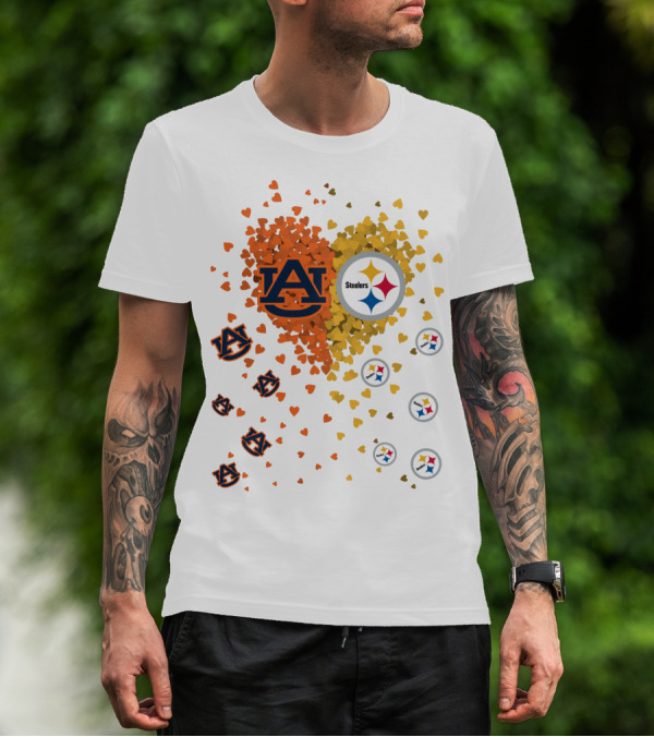 Auburn Tigers And Pittsburgh Steelers Heart Fusion T-Shirt