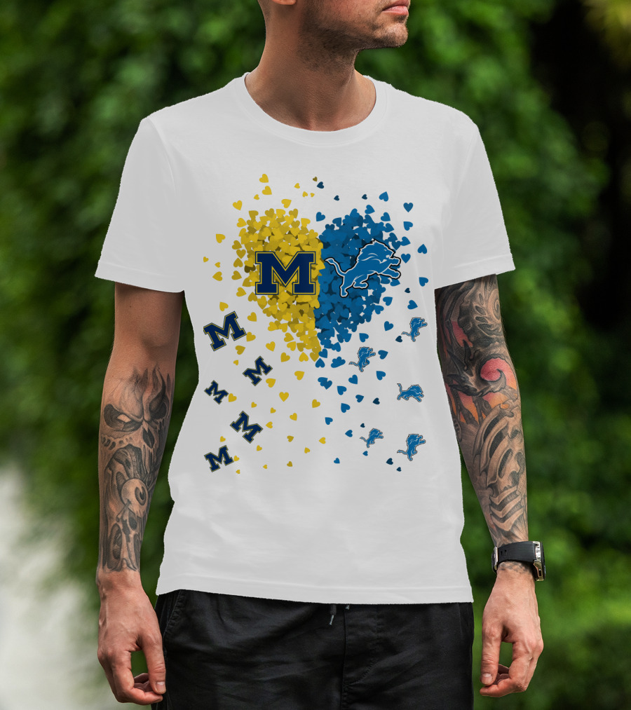 Michigan Wolverines Detroit Lions Heartburst T-Shirt