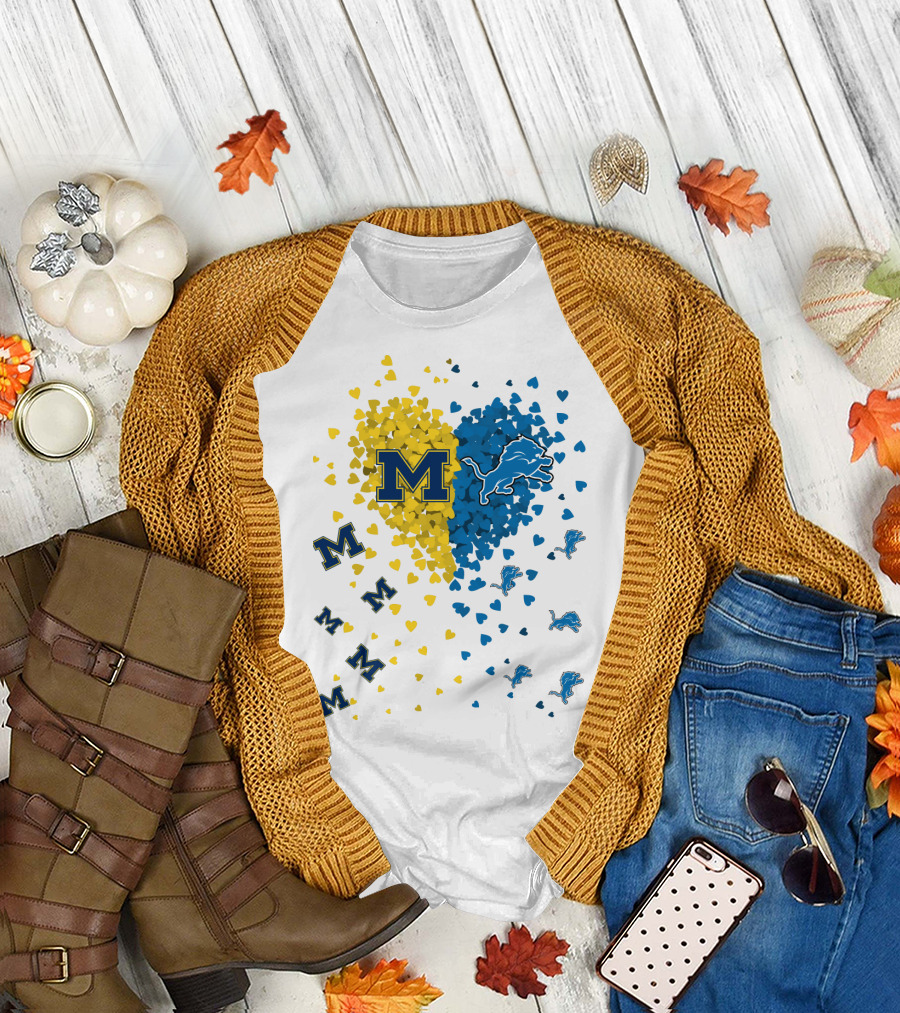 Michigan Wolverines Detroit Lions Heartburst T-Shirt