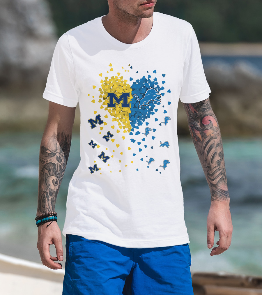 Michigan Wolverines Detroit Lions Heartburst T-Shirt