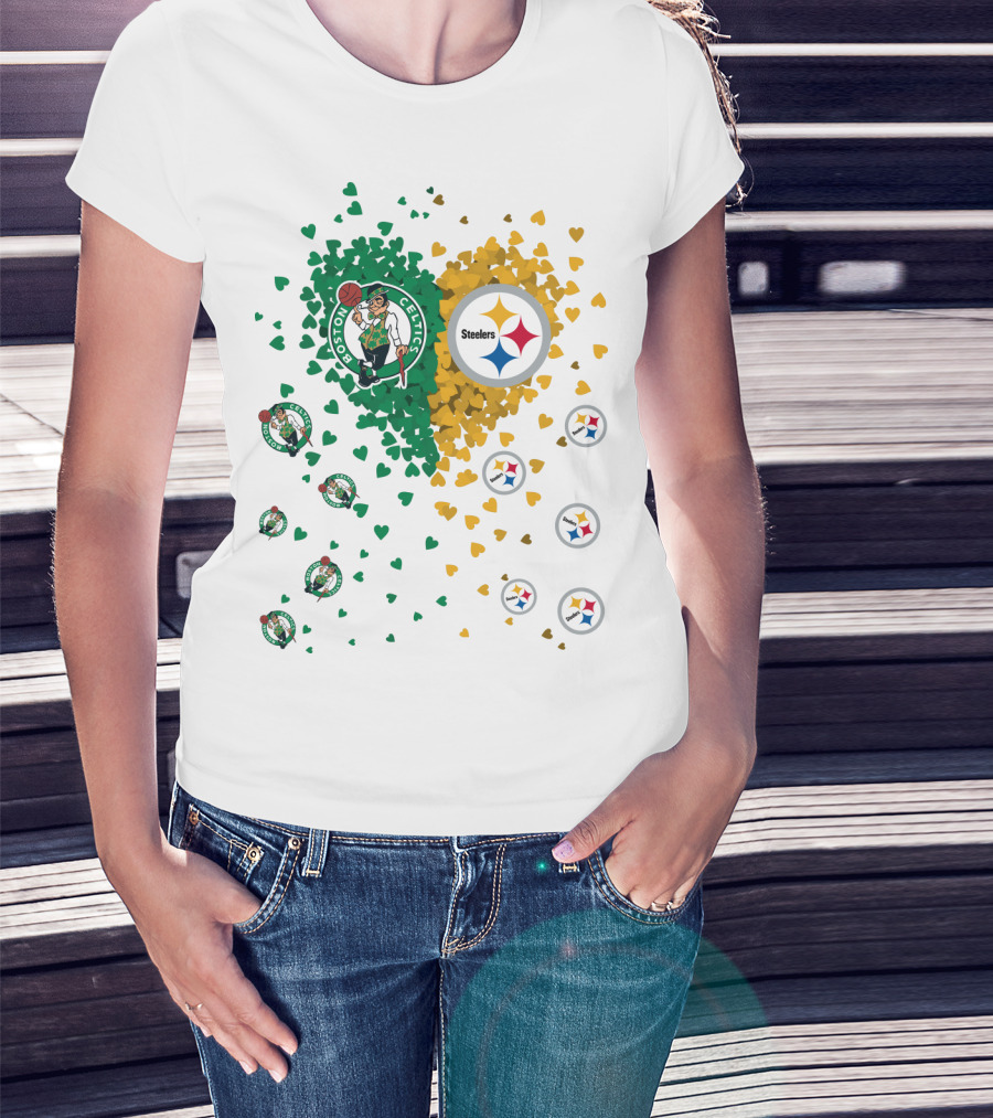 Boston Celtics Pittsburgh Steelers Heart T-Shirt