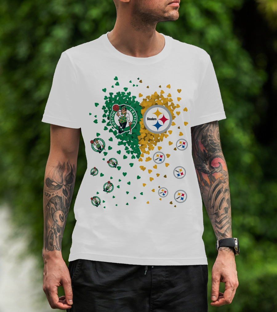 Boston Celtics Pittsburgh Steelers Heart T-Shirt