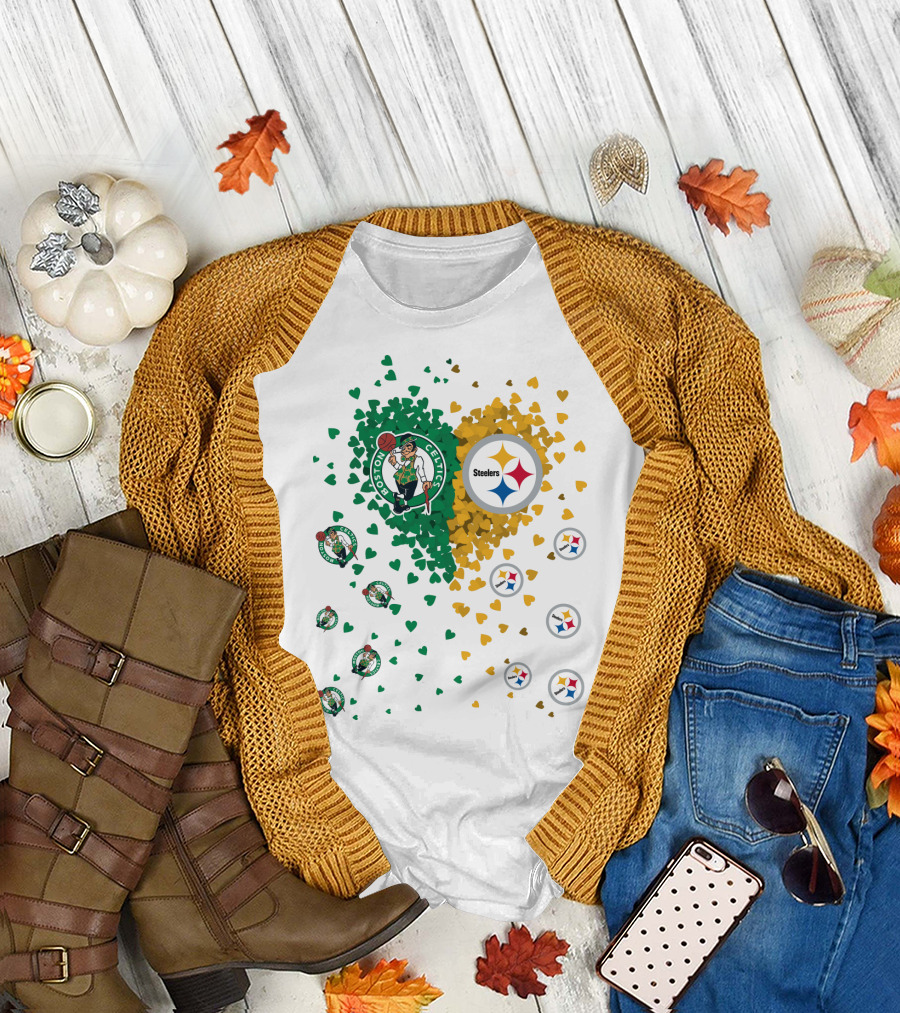 Boston Celtics Pittsburgh Steelers Heart T-Shirt