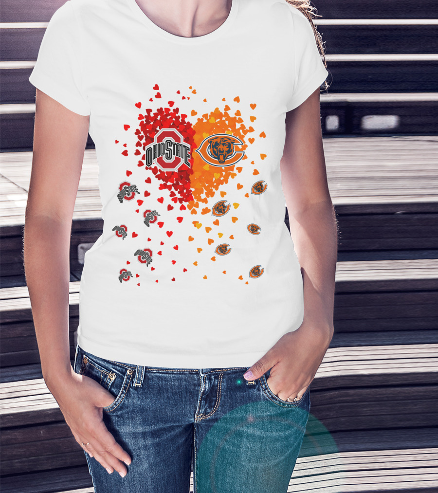 Ohio State Buckeyes Chicago Bears Heart T-Shirt