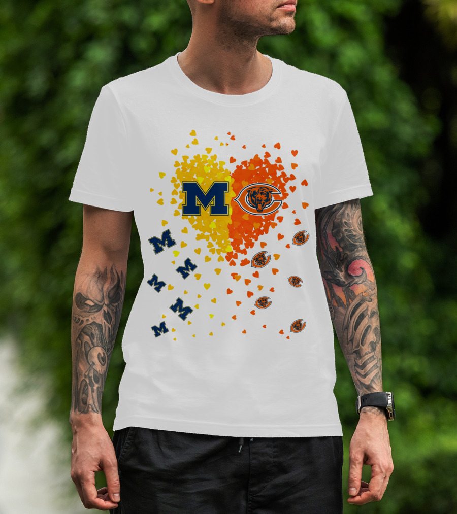 M Heart Bears Wolverines M Logos With Heart Symbols T-Shirt