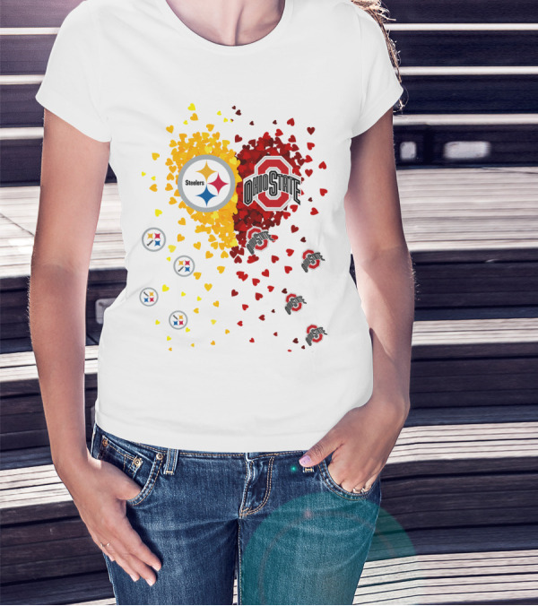 Steelers Ohio State Heart Collage T-Shirt