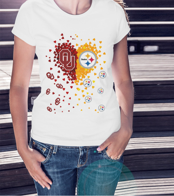 Oklahoma Sooners Steelers Heart Symbol Fusion T-Shirt