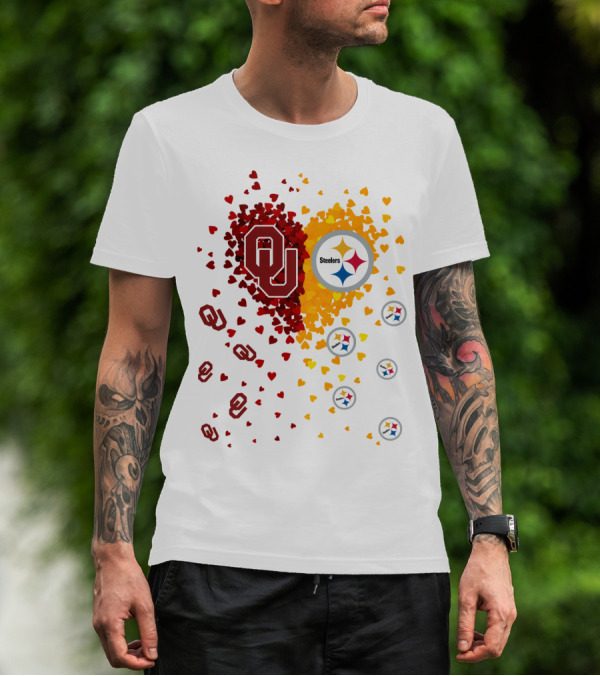 Oklahoma Sooners Steelers Heart Symbol Fusion T-Shirt