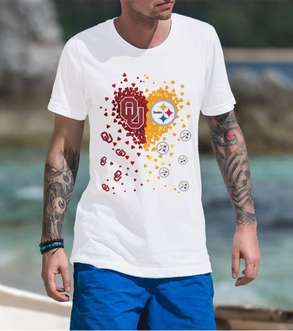 Oklahoma Sooners Steelers Heart Symbol Fusion T-Shirt