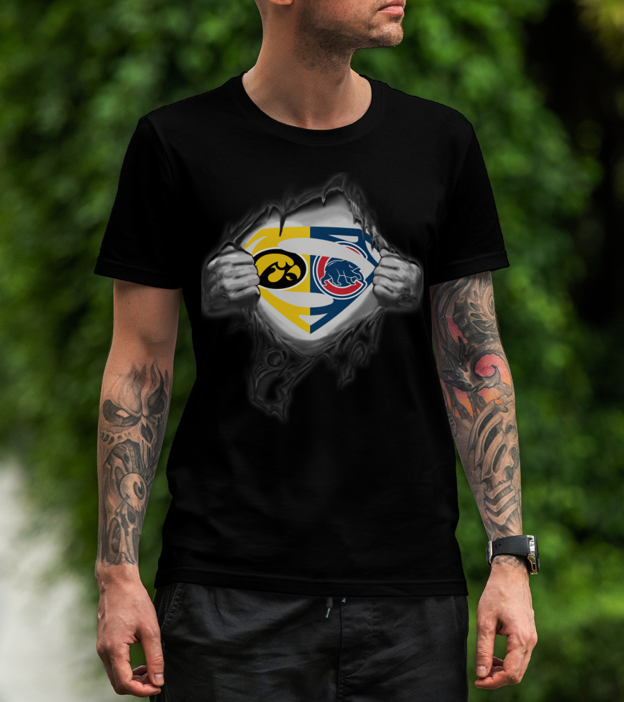Hawkeyes Chicago Cubs Superman Logo Mashup T-Shirt