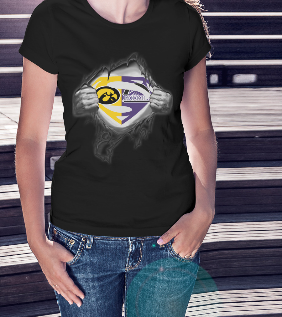 Hawkeyes Colorado Rockies Superman Logo Fusion T-Shirt