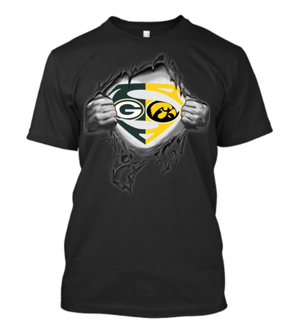 Green Bay Packers Iowa Hawkeyes Superman Logo Combo T-Shirt