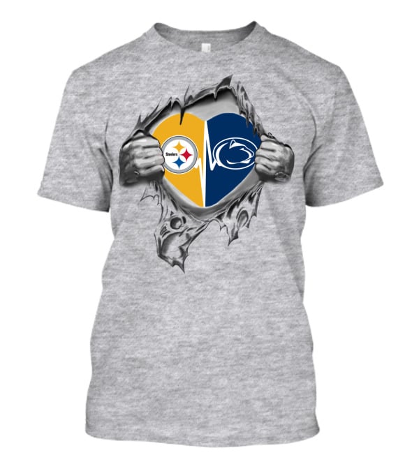 Pittsburgh Steelers Penn State Heart Logo Rip T-Shirt
