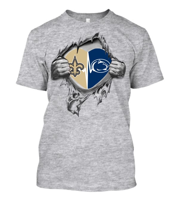 New Orleans Saints Penn State Heart Tear Dual T-Shirt