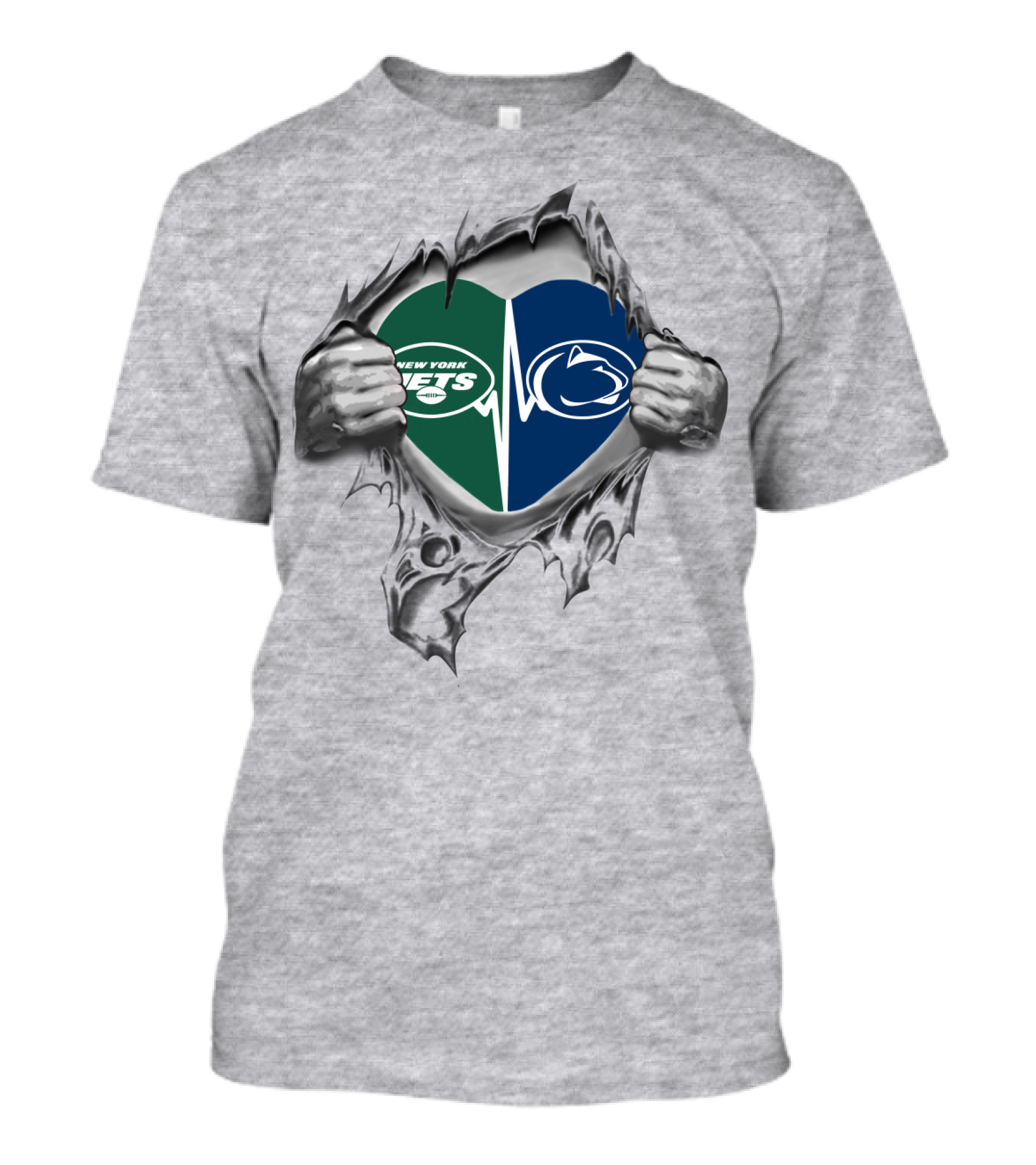 New York Jets Penn State Heart Rip Football Fan Symbol T-Shirt
