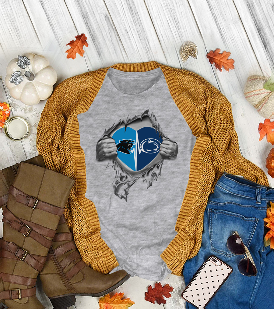 Carolina Panthers Penn State Nittany Lions Heartbreak Ripped T-Shirt