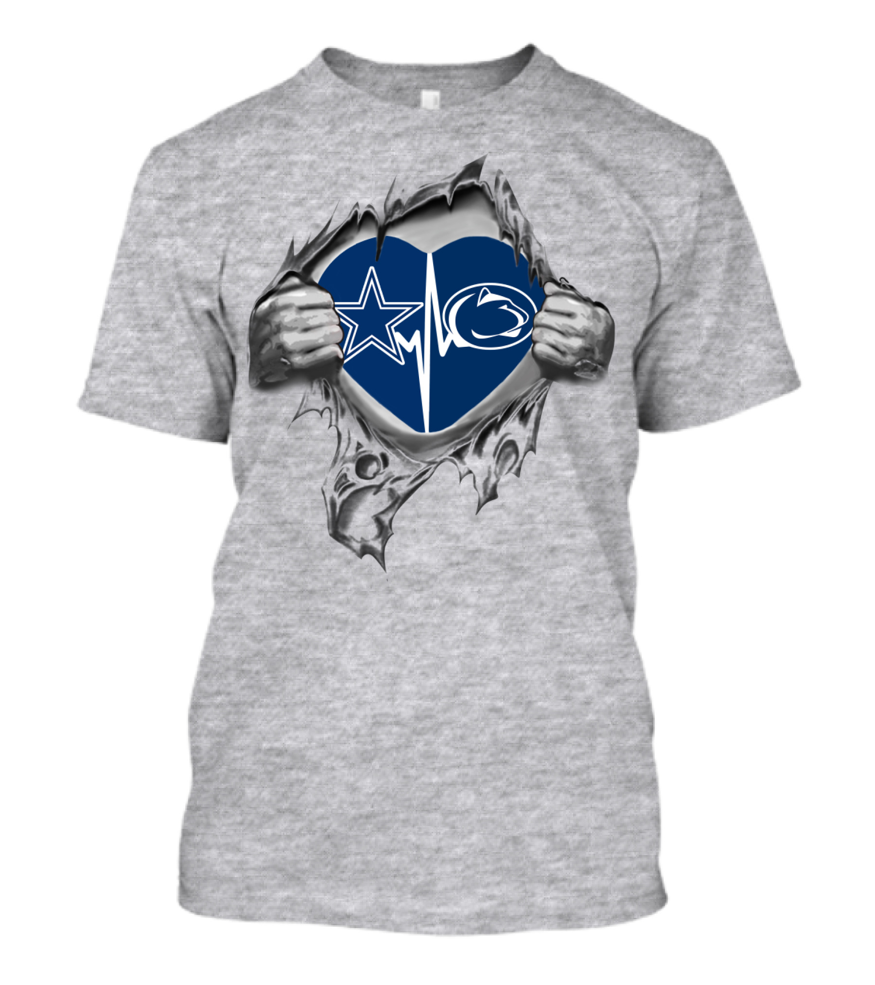 Dallas Cowboys Penn State Heartbeat Logo Выставочное Фото T-Shirt