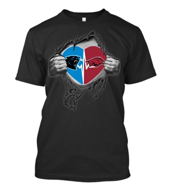 Panthers Arkansas Razorbacks Heart Logo Fusion T-Shirt
