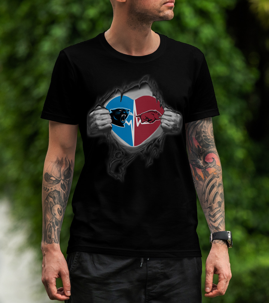 Panthers Heartbeat Arkansas Razorbacks Rivalry T-Shirt