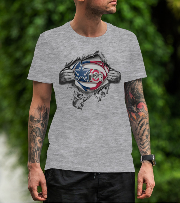 Cowboys Ohio State Buckeyes Superman Logo Fusion T-Shirt