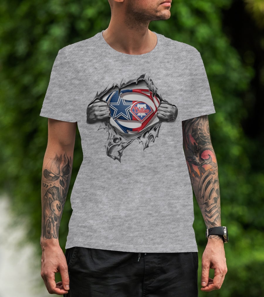 Cowboys Philadelphia Phillies Superman Logo Mashup T-Shirt